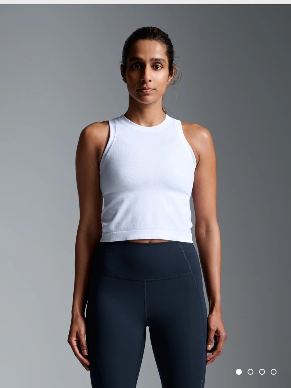 LNDR White Ribbed Cropped Tank Top, S-M